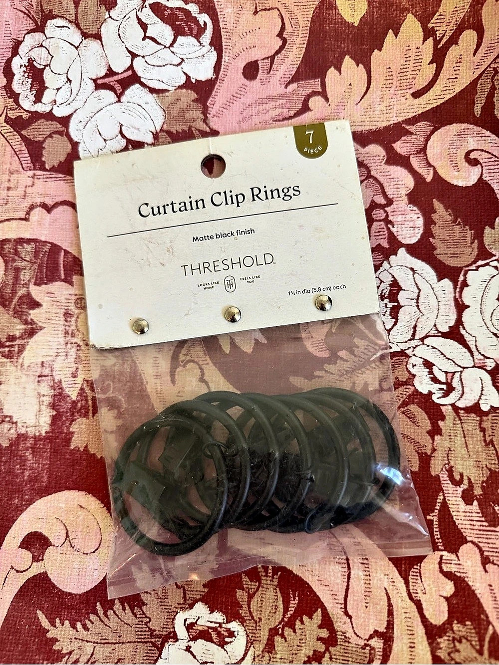 Threshold Curtain Clip Ring Set Matte Black 7-Pack NEW
